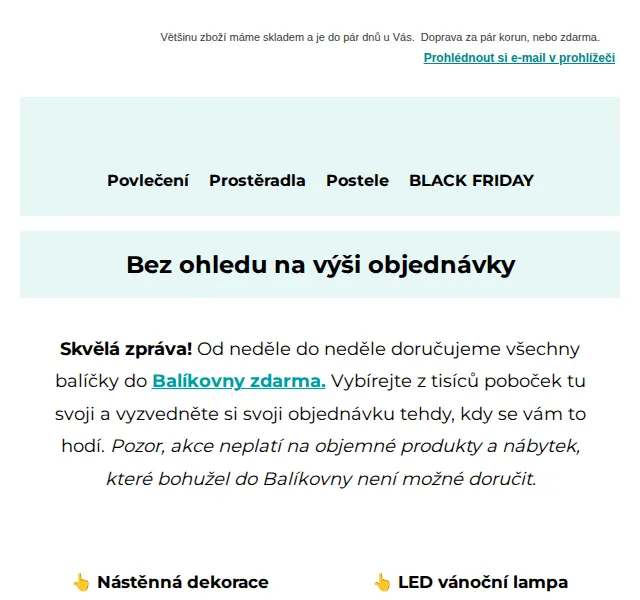 Výprodej povlečení: doprava Balíkovnou zdarma – červen 2026 | Nuslet.cz