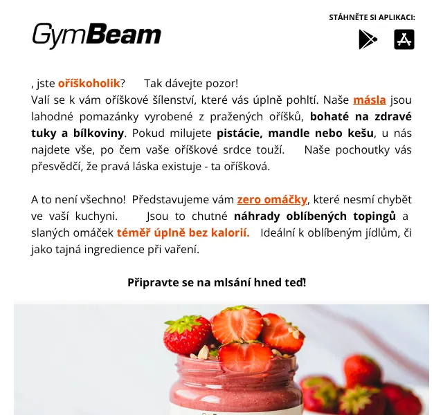 GymBeam: Oříšková másla a zero omáčky – červen 2026