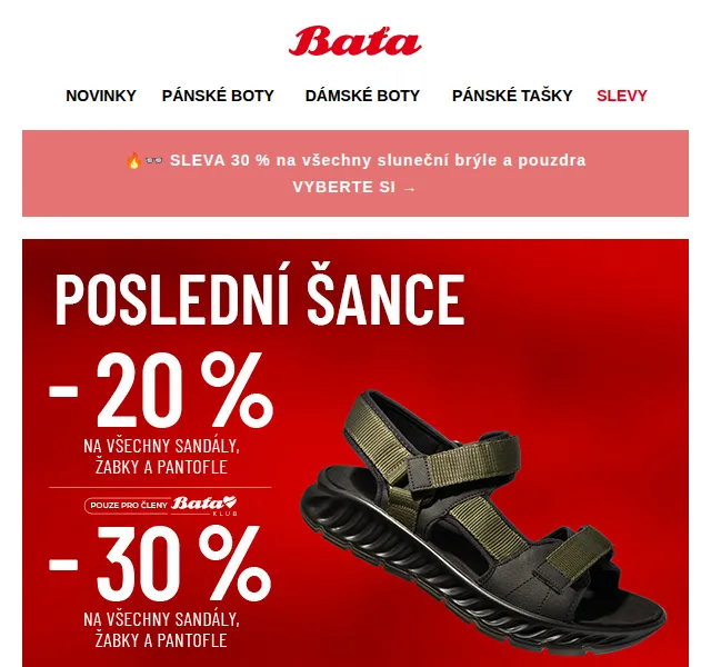 Baťa: Slevy až 30 % na letní sandály, pantofle a žabky – červen 2026 | Nuslet.cz