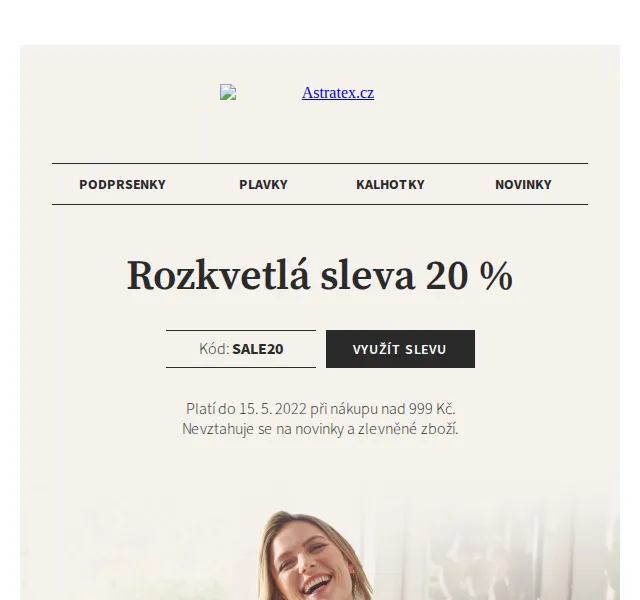 Astratex.cz: sleva 20 % na podprsenky, plavky a kalhotky – červen 2026 | Nuslet.cz
