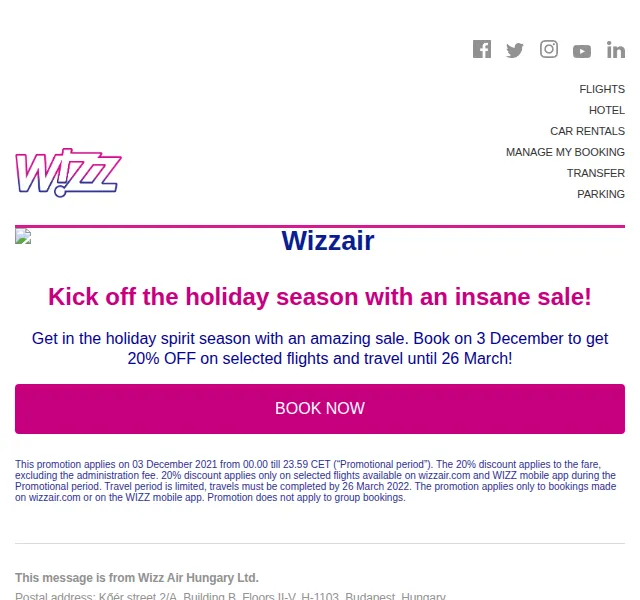 Wizz Air: 20% sleva na vybrané lety – prosinec 2021 | Nuslet.cz