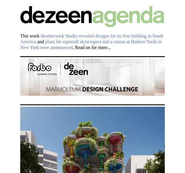 Dezeen Daily: Heatherwick Studio v Bogotě – novinky červen 2026 | Nuslet.cz