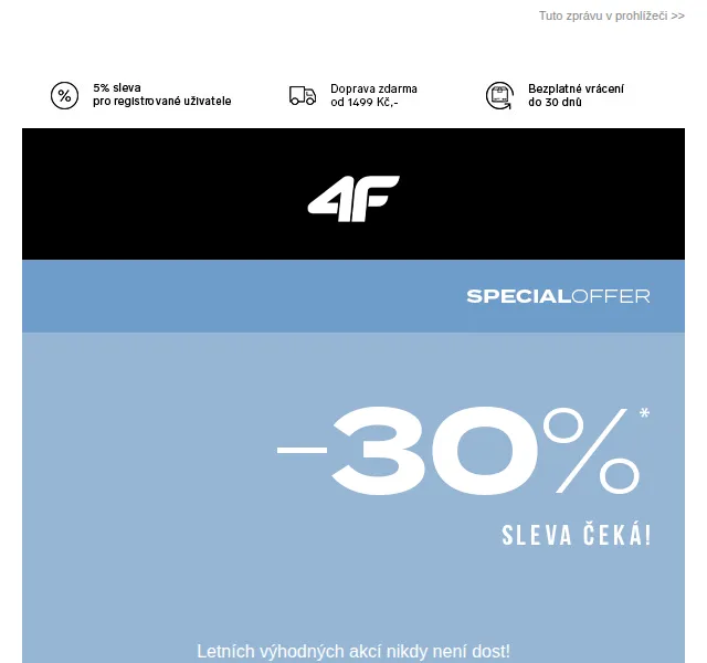 4F: Letní akce -30 % – červenec 2026 | Nuslet.cz