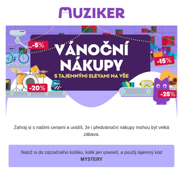 Muziker: Tajemné vánoční slevy na vše – červen 2026 | Nuslet.cz