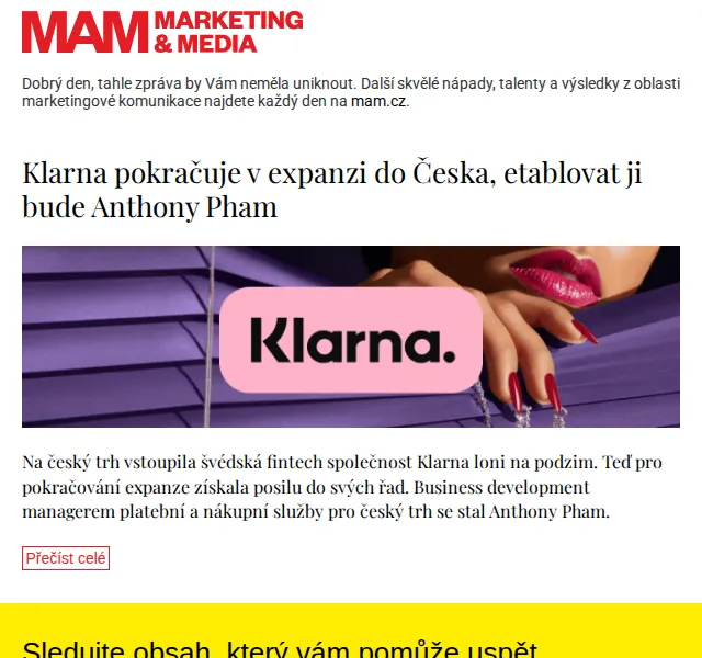 Marketing & Media: Klarna expanze do Česka – červenec 2026 | Nuslet.cz