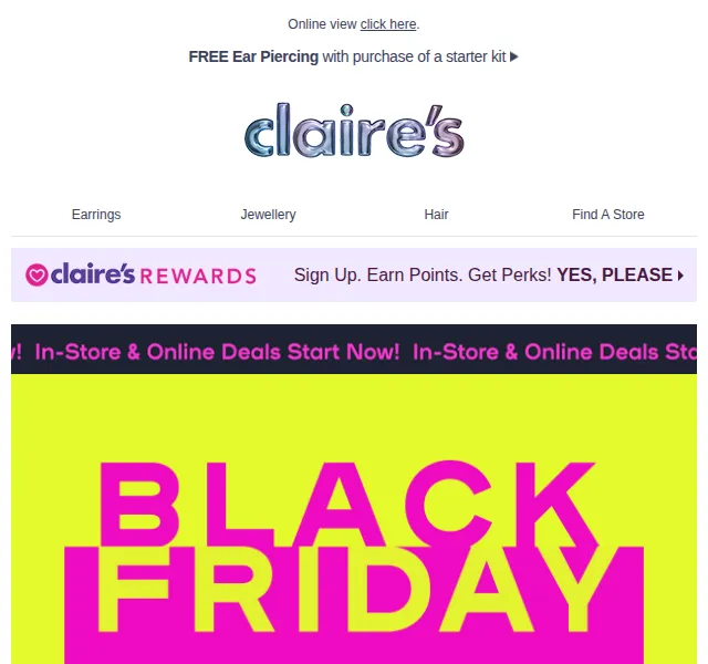Claire's: Black Friday slevy a akce – červen 2026 | Nuslet.cz