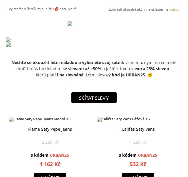 UrbanStore: Letní výprodej až −50 % + extra −25 % – červen 2026 | Nuslet.cz