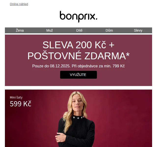Bonprix: sleva 200 Kč + poštovné zdarma – duben 2026