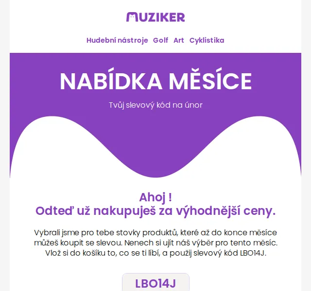 Muziker: Nabídka slev na červenec 2026 – kód LBO14J | Nuslet.cz