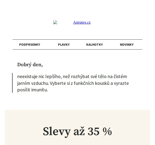 Astratex.cz: Dámské prádlo a pánské zboží až do -35 % – červen 2026 | Nuslet.cz