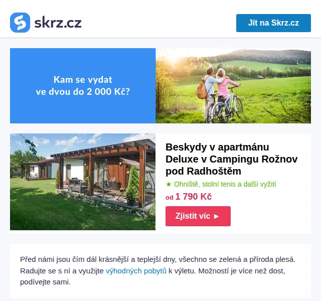 Skrz.cz: pobyty do 2 000 Kč – červen 2026 | Nuslet.cz