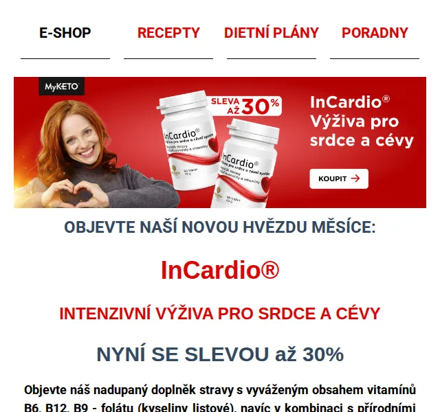 MyKETO: InCardio až 30% sleva – červen 2026 | Nuslet.cz