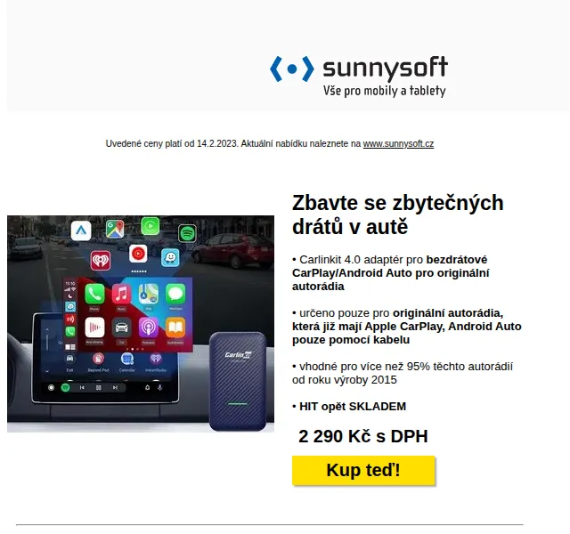 Sunnysoft: Bezdrátový adaptér Carlinkit 4.0 a Xiaomi Haylou RS4 Plus – červen 2026 | Nuslet.cz