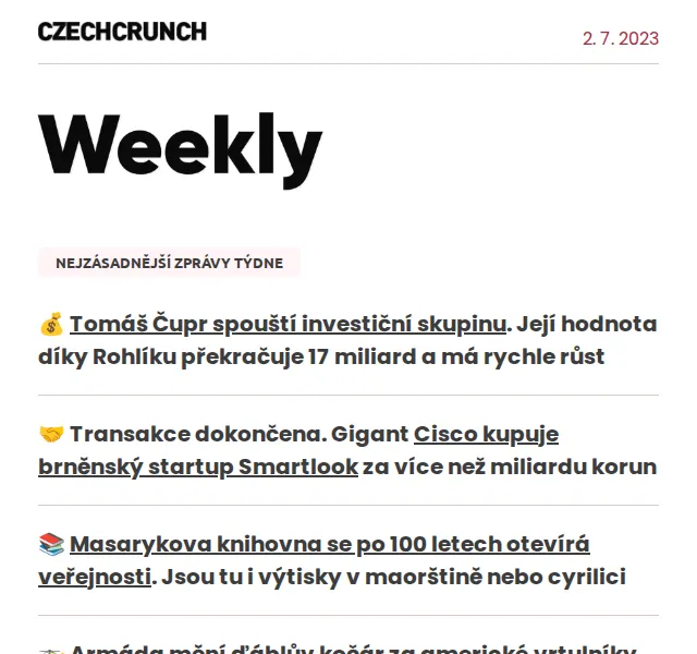 CzechCrunch: Pravidelný přehled zpráv – červen 2026 | Nuslet.cz