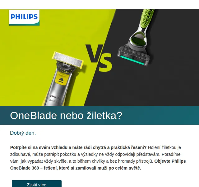 Philips: OneBlade 360 – revoluce holení bez žiletky – červen 2026 | Nuslet.cz