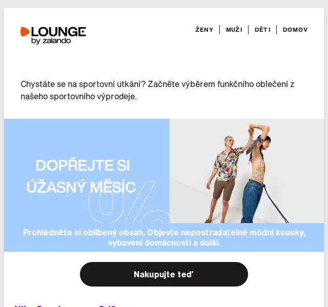 Lounge by Zalando: Nike, Under Armour, Oakley až 80 % – červenec 2026 | Nuslet.cz