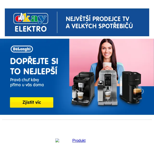 OKAY: Slevy na kávovary De'Longhi od 3 890 Kč – červen 2026 | Nuslet.cz