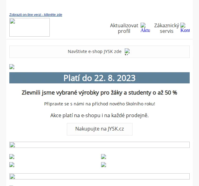 JYSK: Zpátky do školy se slevou až 50 % – srpen 2026 | Nuslet.cz