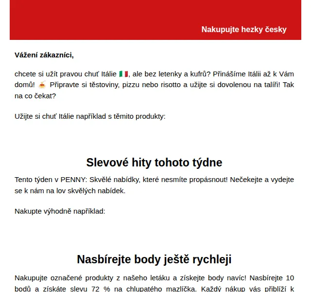 Penny: Italské speciality a slevy – červen 2026 | Nuslet.cz