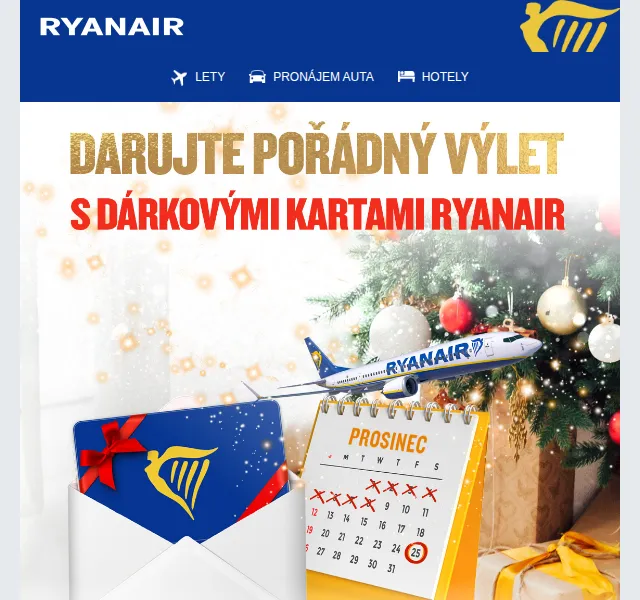 Ryanair: Dárkové karty od 750 Kč – červen 2026 | Nuslet.cz