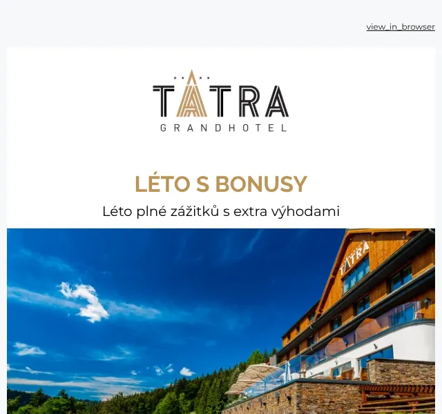 Grandhotel Tatra: Léto s bonusy – bonus zdarma – srpen 2026