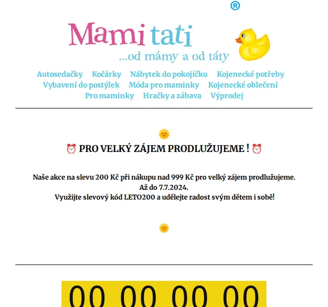Mamitati.cz: Sleva 200 Kč na nákup nad 999 Kč – červenec 2024 | Nuslet.cz