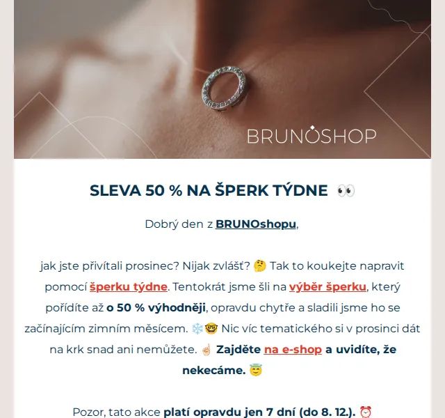 BRUNOshop.cz: Náhrdelník Vločka s kamínky -50% – prosinec 2026 | Nuslet.cz