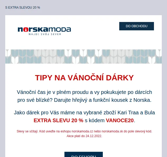 Norskamoda: Vánoční dárky se slevou 20% – červen 2026 | Nuslet.cz