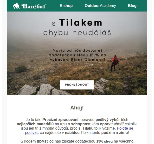Hanibal.cz: Tilak a Black Diamond až 15 % sleva – červen 2026 | Nuslet.cz