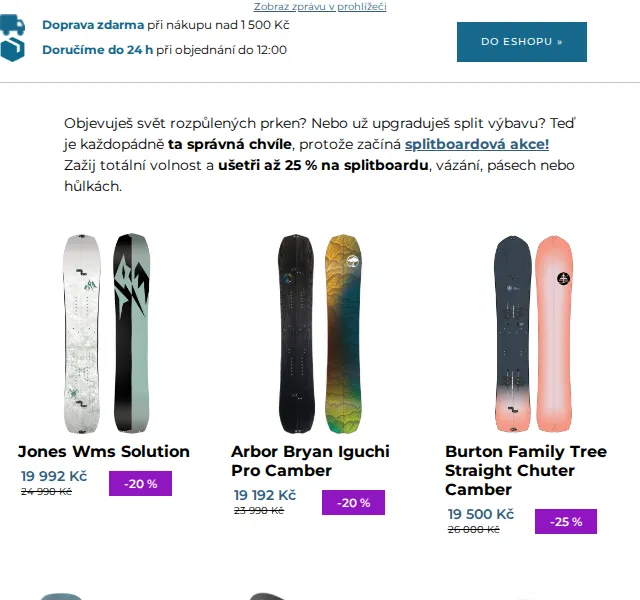 SNOWBOARD ZEZULA: Splitboardová akce až 25% sleva – červen 2026 | Nuslet.cz