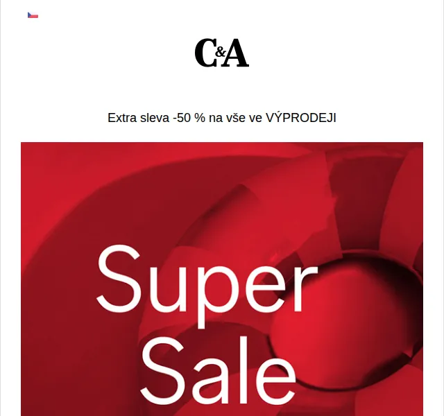 C&A: Extra sleva -50 % na výprodej – červen 2026 | Nuslet.cz