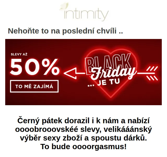 Intimity.cz: Black Friday slevy až 50% – březen 2026