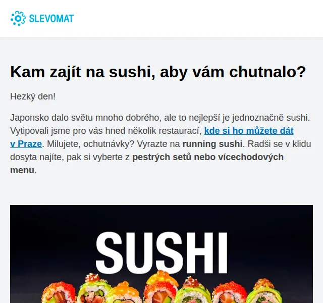 Slevomat: Running sushi v Praze od 199 Kč – červen 2026 | Nuslet.cz