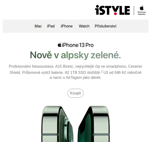iSTYLE: iPhone 13 a iPhone 13 mini s AirTagem už od 252 Kč/měs – červen 2026 | Nuslet.cz