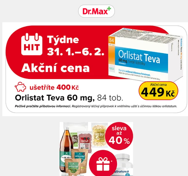 Dr.Max E-shop: Orlistat Teva 60 mg 84 tobolek – červen 2026 | Nuslet.cz