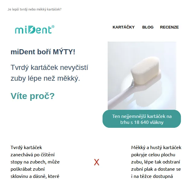 Kartáčky miDent: Měkký kartáček s 18 640 vlákny – červen 2026 | Nuslet.cz