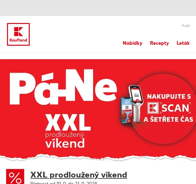 Kaufland: XXL prodloužený víkend – cibule 39,90 Kč, těstoviny 44,90 Kč – září 2025 | Nuslet.cz
