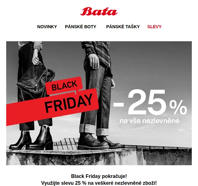 Baťa: Black Friday s 25% slevou na vše – červen 2026 | Nuslet.cz