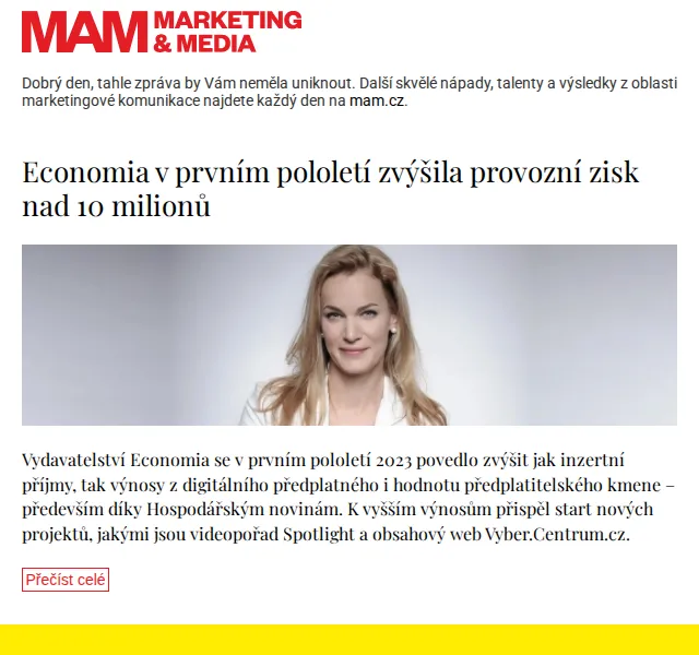 Marketing & Media: Economia zvýšila zisk – červen 2026 | Nuslet.cz