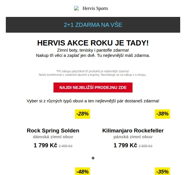 Hervis: 2+1 ZDARMA na boty – červen 2026 | Nuslet.cz