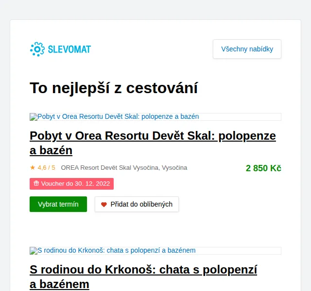 Slevomat: Pobyt v Orea Resortu Devět Skal s polopenzí – červen 2026 | Nuslet.cz