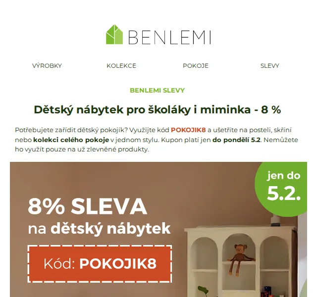 Michal z rodiny Benlemi: Sleva 8 % na dětský nábytek – červen 2026 | Nuslet.cz