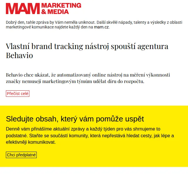 Marketing & Media: Vlastní brand tracking nástroj Behavio – červenec 2026 | Nuslet.cz