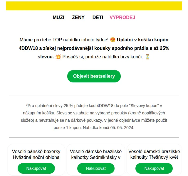 Dedoles.cz: 25% sleva na nejprodávanější spodní prádlo – červen 2026 | Nuslet.cz