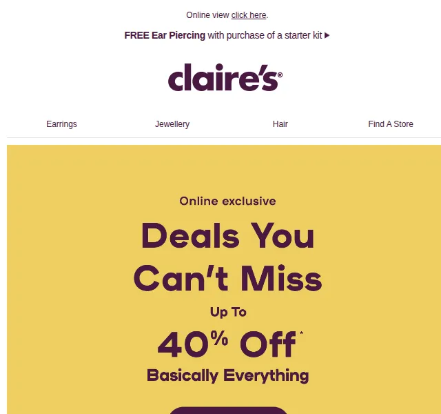 Claire's: až 40% sleva na šperky, doplňky a hračky – červen 2026 | Nuslet.cz
