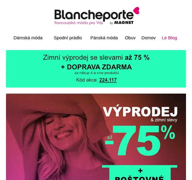 Blancheporte: slevy až 75 % + poštovné zdarma – červenec 2026 | Nuslet.cz