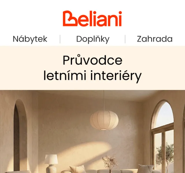 Beliani.cz: Letní trendy do interiéru – sleva až 34 % – květen 2026
