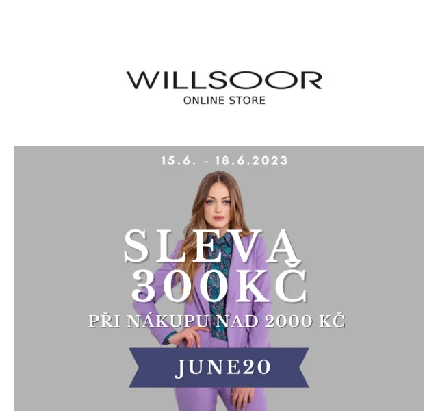 Košile Willsoor: Sleva 300 Kč při nákupu nad 2000 Kč – červenec 2026 | Nuslet.cz