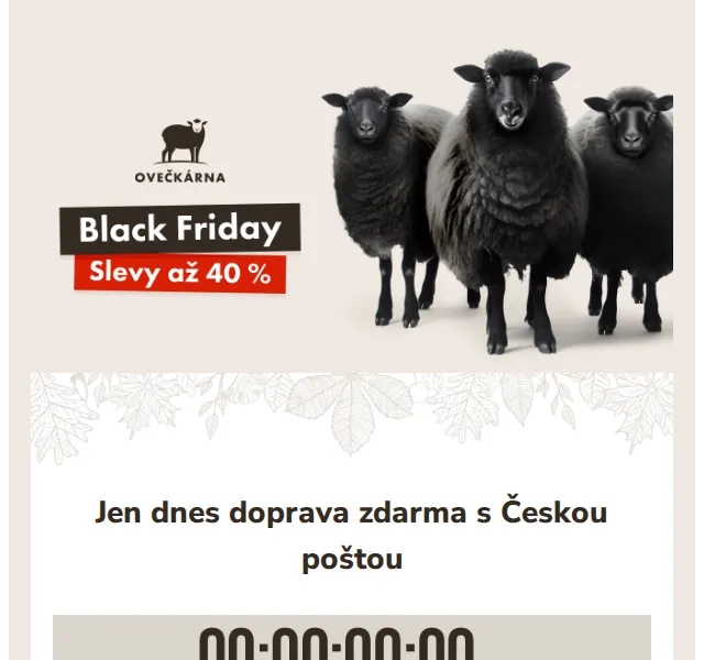Ovečkárna: Black Friday slevy až 40 % a doprava zdarma – červen 2026 | Nuslet.cz