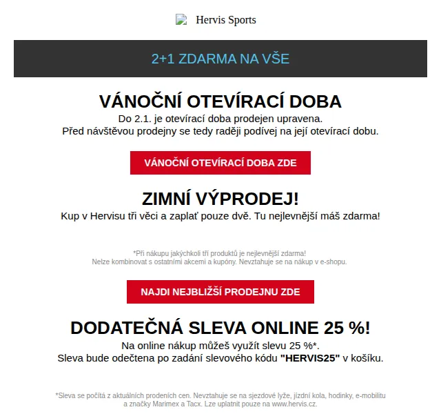 Hervis: Zimní výprodej 2+1 a sleva 25 % – červen 2026 | Nuslet.cz